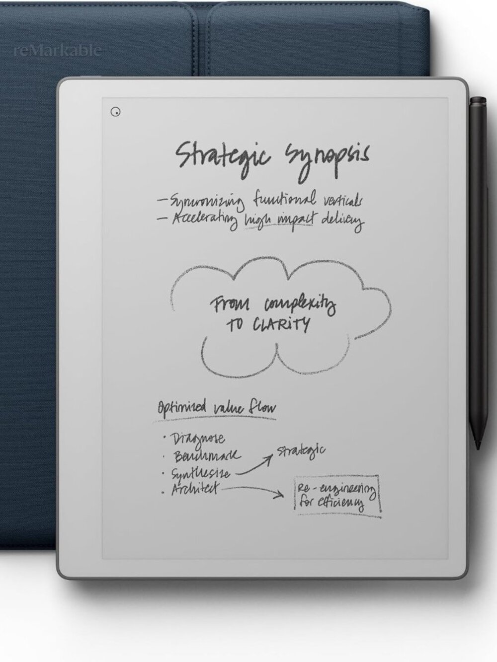 reMarkable Paper Pure with Marker Plus and Ocean Blue Sleeve Folio